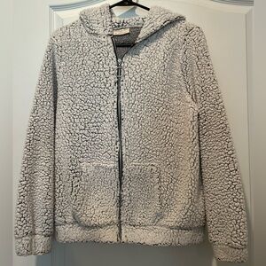 Cozy Gray Women’s Sherpa Zip Up Medium Hoodie